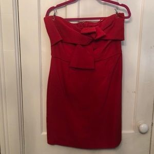 Red strapless mini
